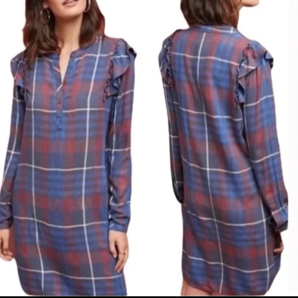 Anthropologie Cloth & Stone Shirt Dress XS Extra Small NWT Long Sleeve Plaid
